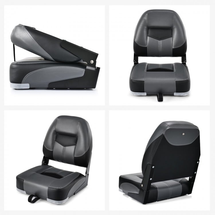 Set of 2 Folding Low Back Fishing Boat Seats with Stainless Steel Screws