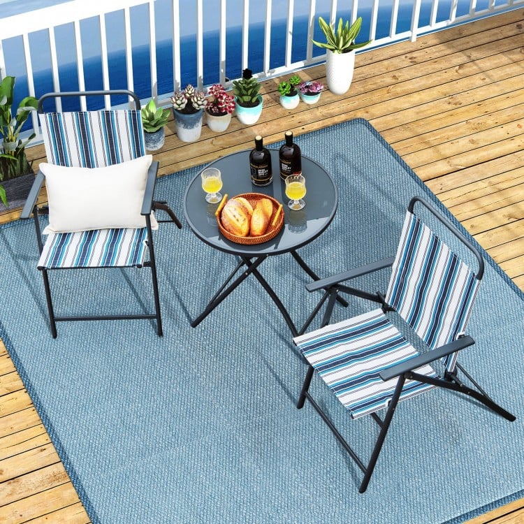 3 Pieces Outdoor Folding Chair Set Portable Folding Chair Set