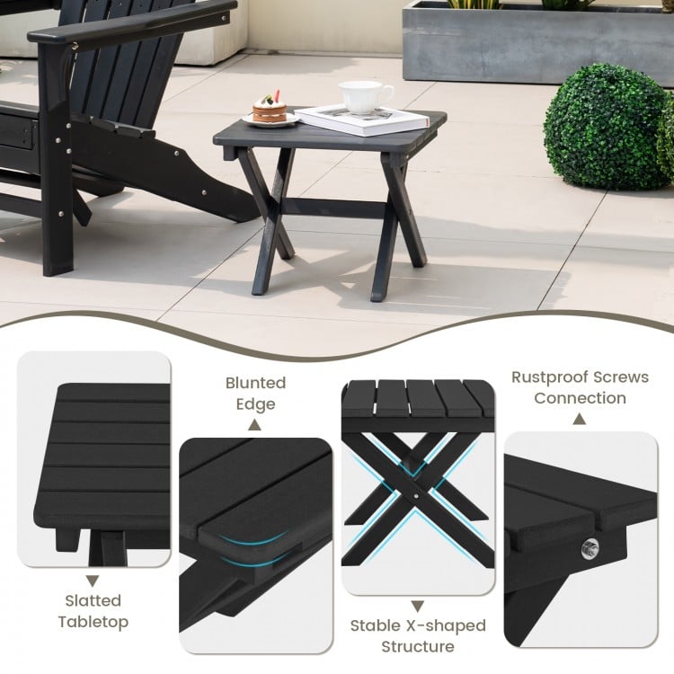 Outdoor Folding Side Table Foldable Weather-Resistant HDPE Adirondack Table-Black