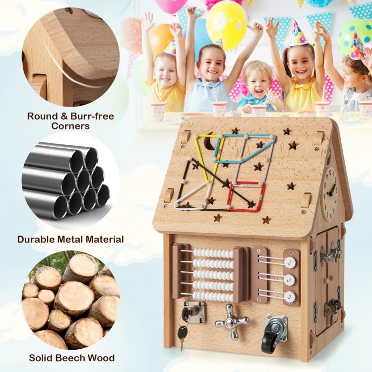 Multi-purpose Busy House with Sensory Games and Interior Storage Space
