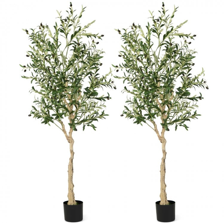 6 Feet Artificial Olive Tree in Cement Pot-1 Piece