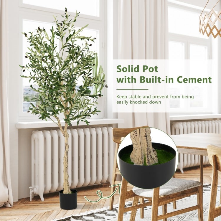 6 Feet Artificial Olive Tree in Cement Pot-1 Piece