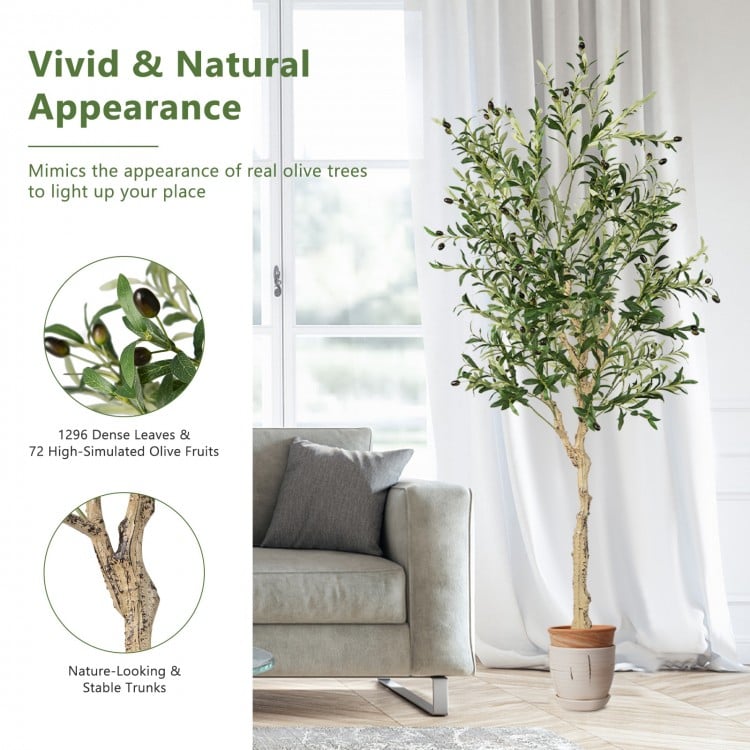 6 Feet Artificial Olive Tree in Cement Pot-1 Piece