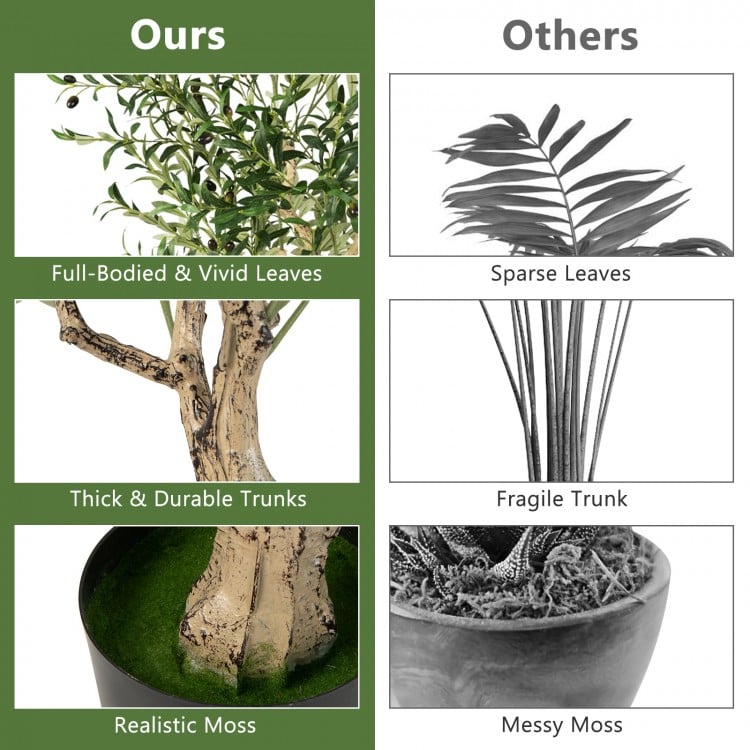6 Feet Artificial Olive Tree in Cement Pot-1 Piece