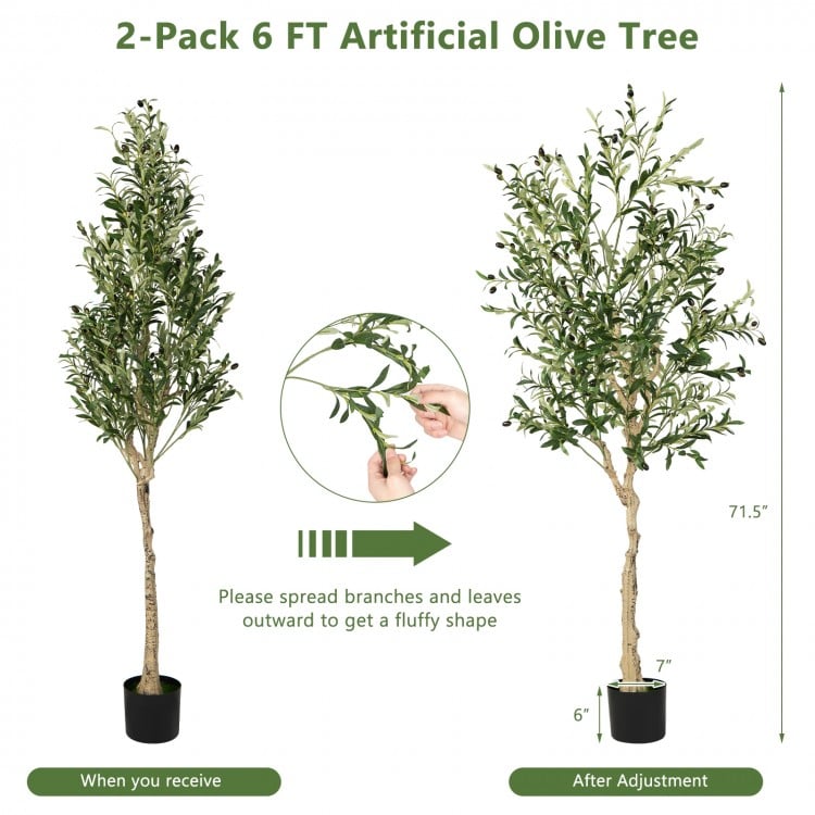 6 Feet Artificial Olive Tree in Cement Pot-1 Piece