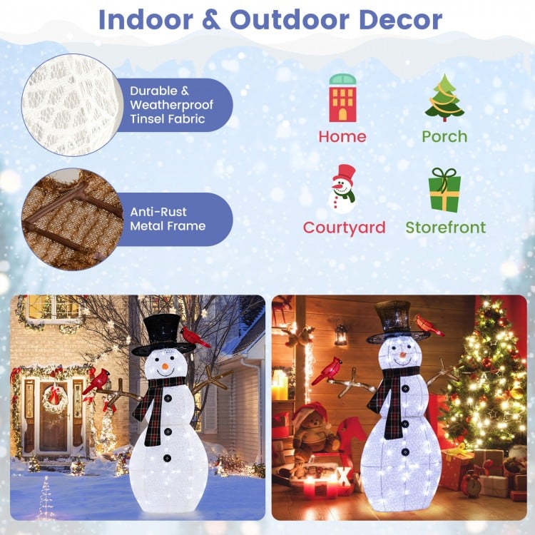 4.2 Feet Lighted Snowman and Redbirds Christmas Decoration