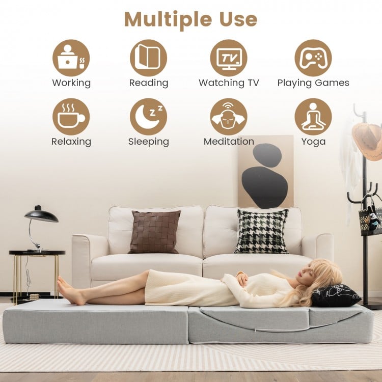 4-in-1 Convertible Folding Sofa Bed with High-Density Foam-Gray