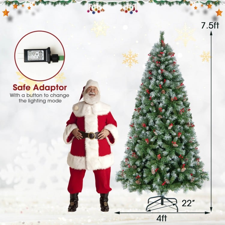 7.5 Feet Hinged Christmas Tree with PVC Branch Tips and Warm White LED Lights
