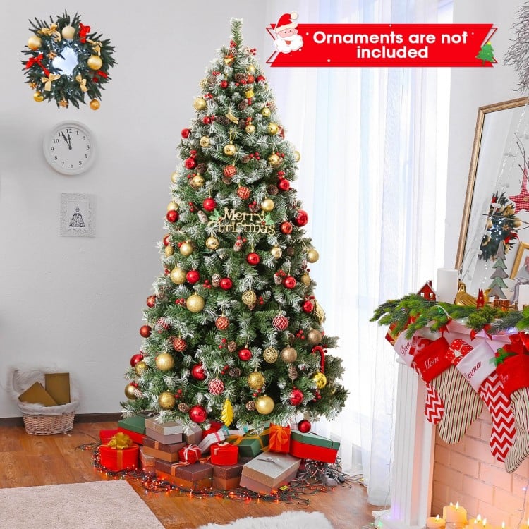 7.5 Feet Hinged Christmas Tree with PVC Branch Tips and Warm White LED Lights