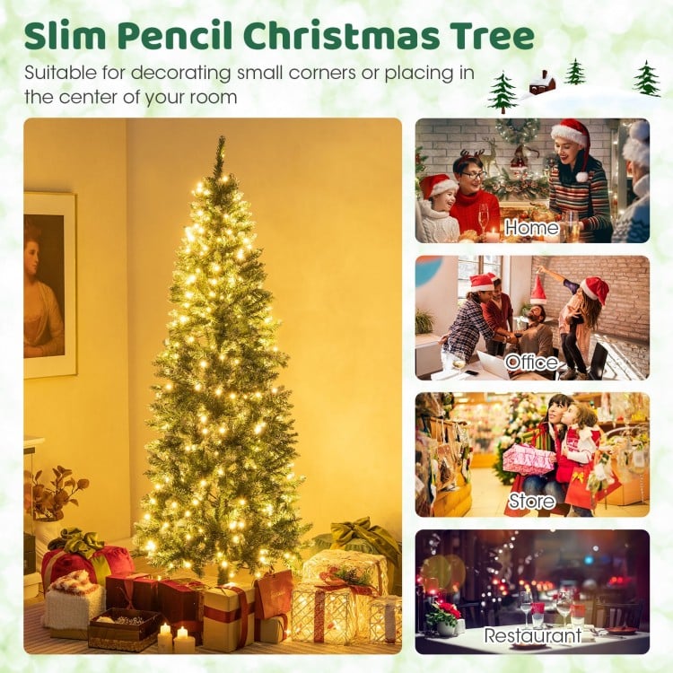 6 Feet Pre-Lit Artificial Christmas Tree with 618 Snowy Branch Tips
