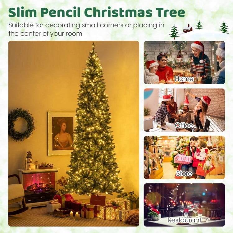 9 FT Pre-Lit Artificial Christmas Tree with 1298 Snowy Branch Tips