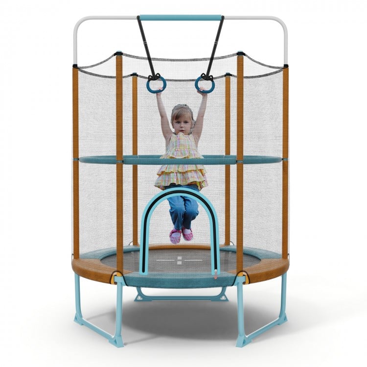 60 Inch Trampoline with Gymnastic Bar and Rings for Kids