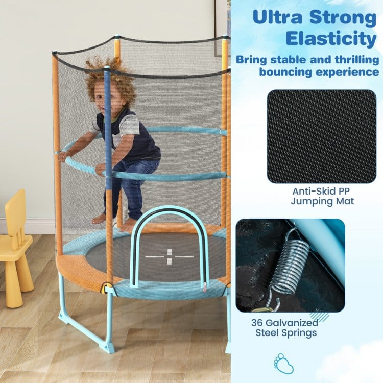 60 Inch Trampoline with Gymnastic Bar and Rings for Kids