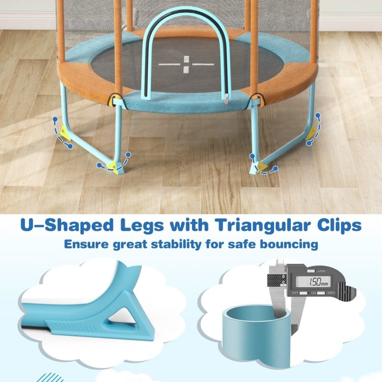 60 Inch Trampoline with Gymnastic Bar and Rings for Kids