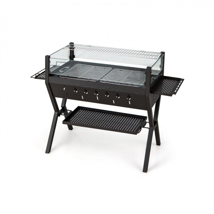 Barbecue Charcoal Grills with Wind Guard Seasoning Racks