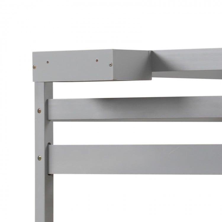 Twin Over Twin Bunk Bed Wood Bed Frame with 2 Storage Drawers and Ladder-Gray