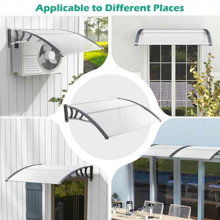 48 x 40 Inch Outdoor Front Door Window Awning Door Canopy Exterior-Gray