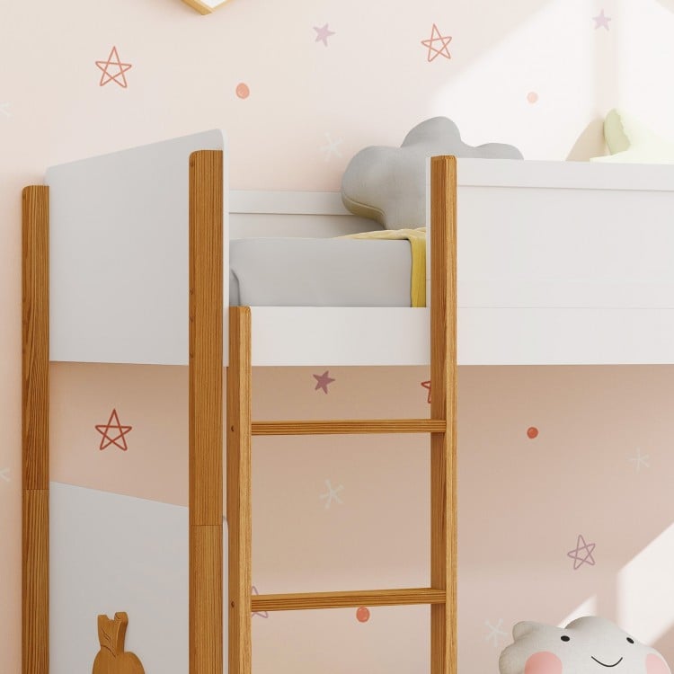 Twin Over Twin Bunk Bed with Integrated Ladder and Safety Guardrails-Twin Size