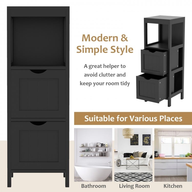 Freestanding Storage Cabinet with 2 Removable Drawers for Bathroom-Black