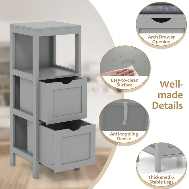 Freestanding Storage Cabinet with 2 Removable Drawers for Bathroom-Gray