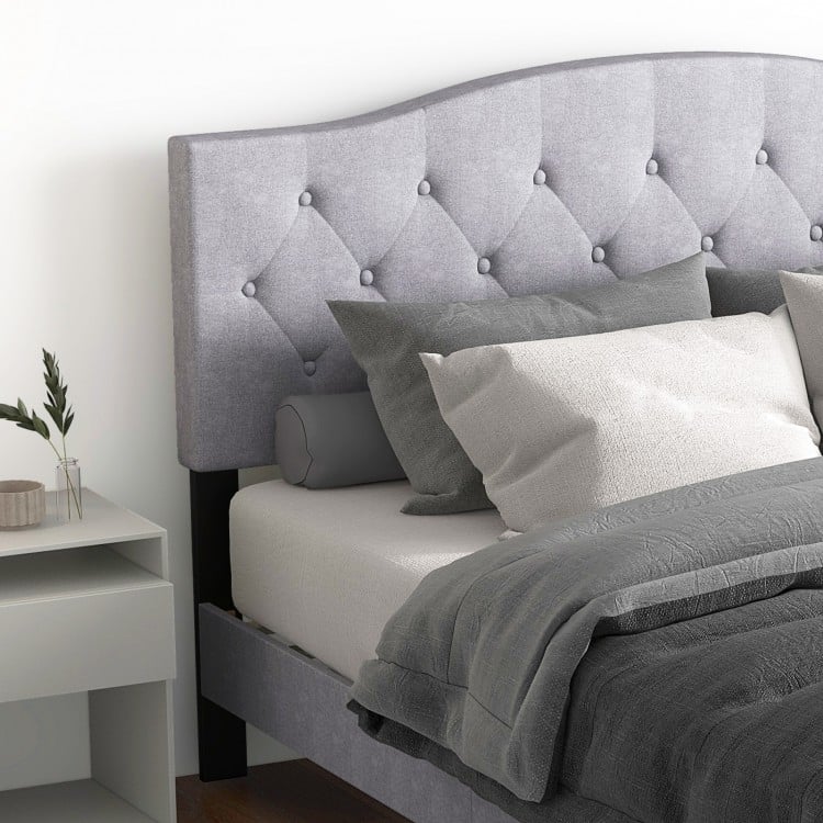 Queen Size Upholstered Platform Bed with Button Tufted Headboard-Queen Size