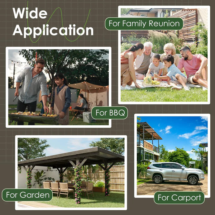 AECOJOY 17ft x 12ft Wooden Gazebo Pavilion / Carport