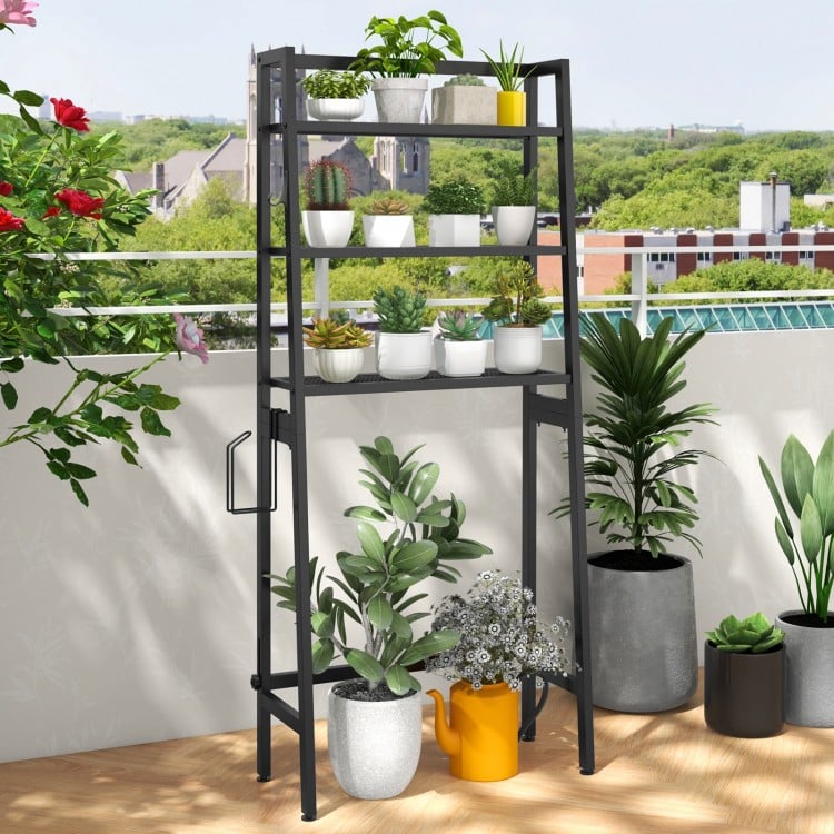 3-Tier Over The Toilet Storage Shelf with Adjustable Bottom Bar-White