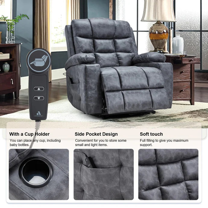 AECOJOY Electric Glider Recliner Nursery Chair with Lumbar Support, Cup Holders & Side Pockets