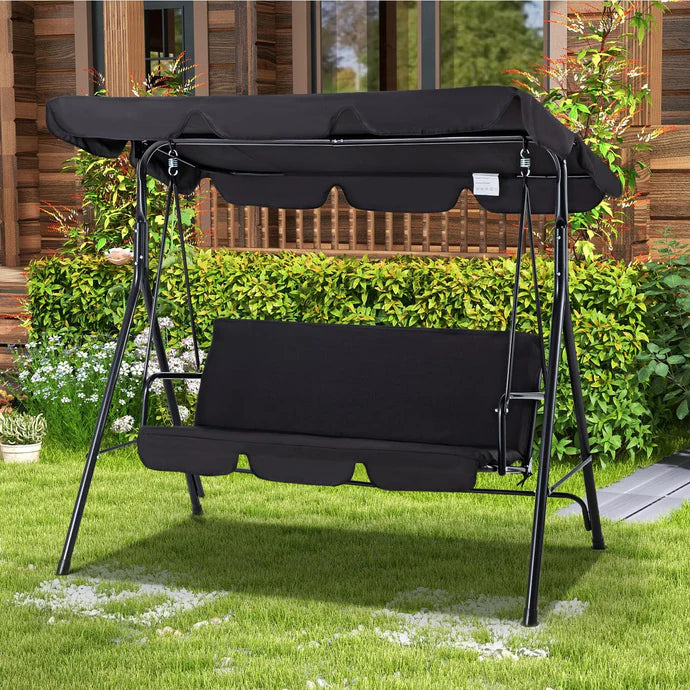 AECOJOY 3-Seat Outdoor Patio Swing Chair – Heavy-Duty Canopy Swing Bench for Backyard, Porch & Garden