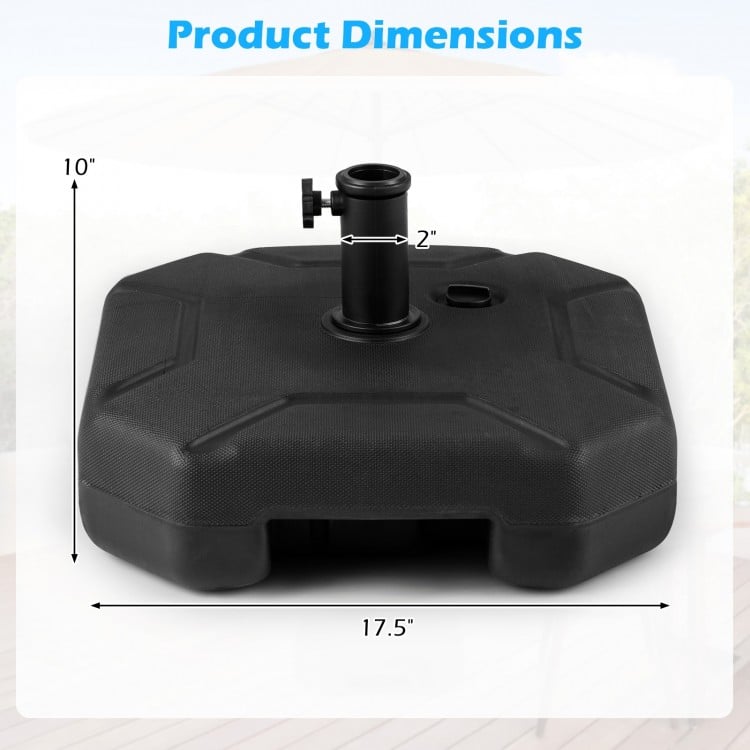 17 Inch 88 LBS Heavy-Duty Fillable Umbrella Base with Handle