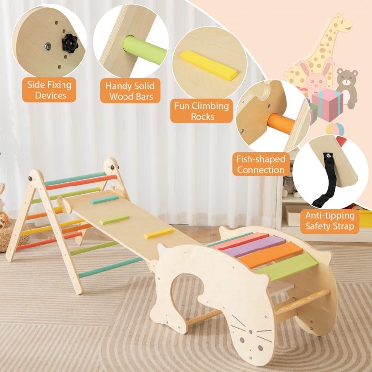 7-in-1 Indoor Climbing Toys for Toddlers with Reversible Ramp-Multicolor