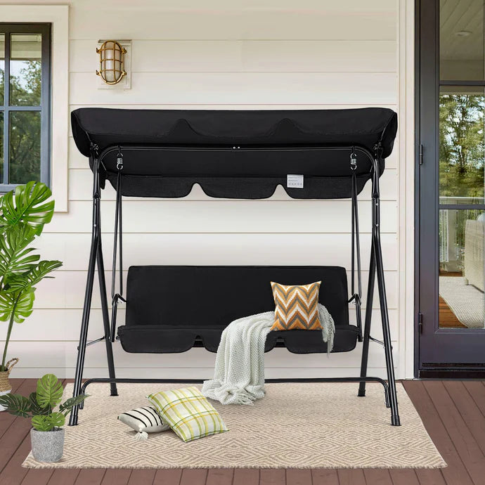 AECOJOY 3-Seat Outdoor Patio Swing Chair – Heavy-Duty Canopy Swing Bench for Backyard, Porch & Garden