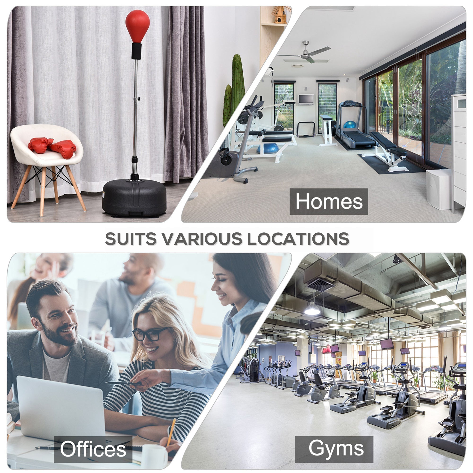 Soozier Adjustable Height Free Standing Boxing Bag Set with 6 Suction Cups and Boxing Gloves, for Exercise Training