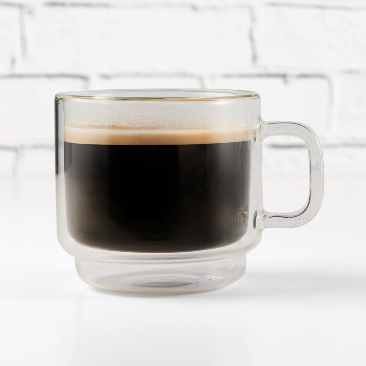 Insulated Double-Wall Glass Coffee Tea Hot or Cold Beverage Mug 2 Piece Set 350ml, Barista