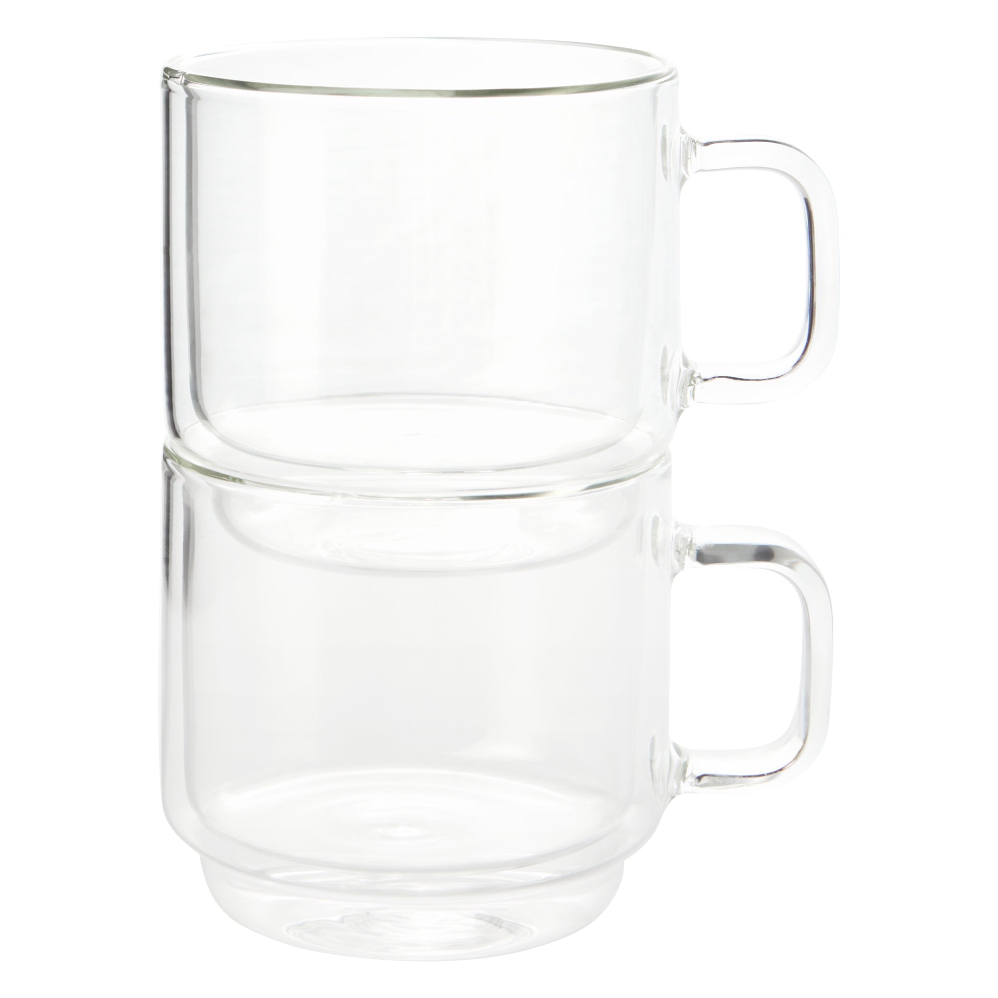 Insulated Double-Wall Glass Coffee Tea Hot or Cold Beverage Mug 2 Piece Set 350ml, Barista