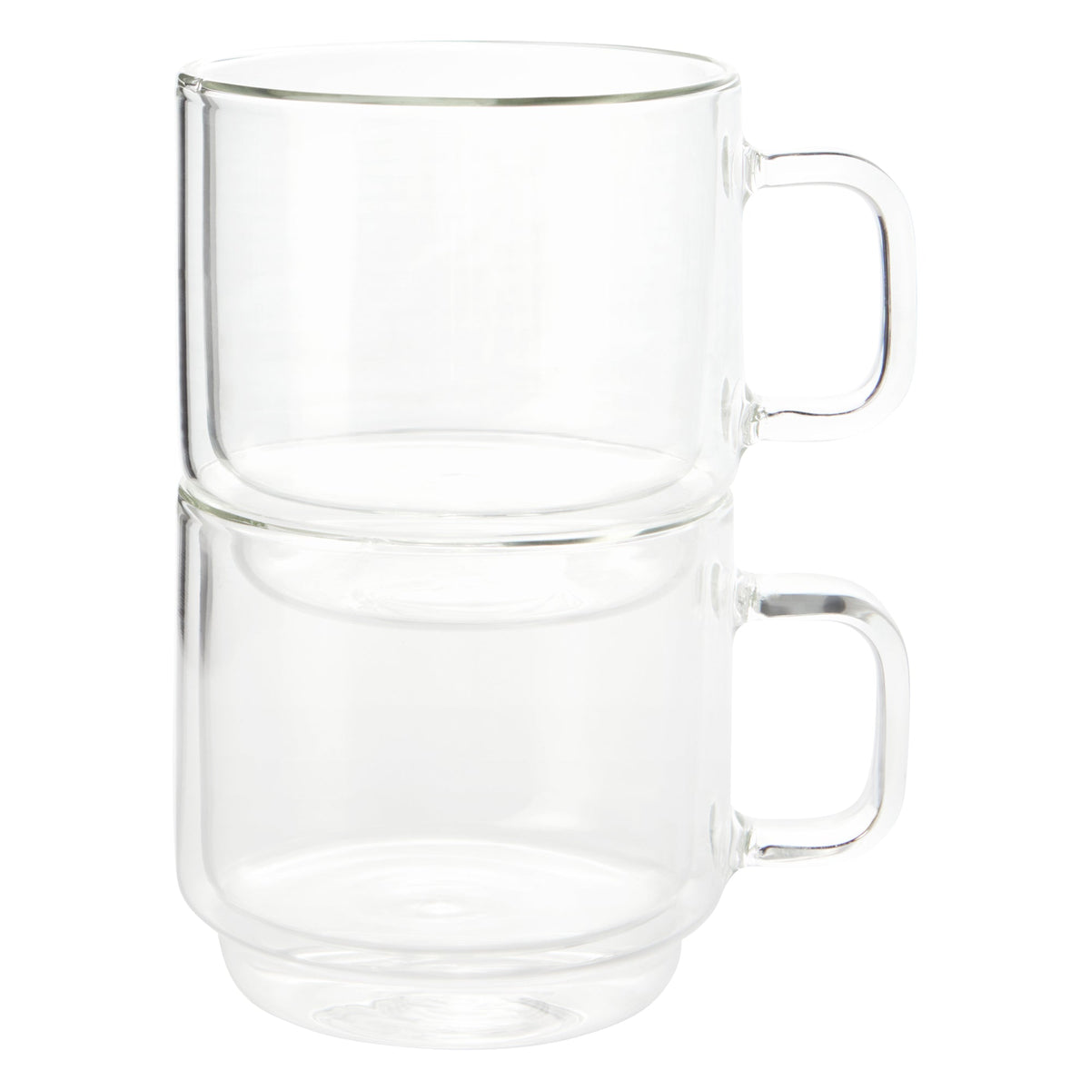 Insulated Double-Wall Glass Coffee Tea Hot or Cold Beverage Mug 2 Piece Set 350ml, Barista