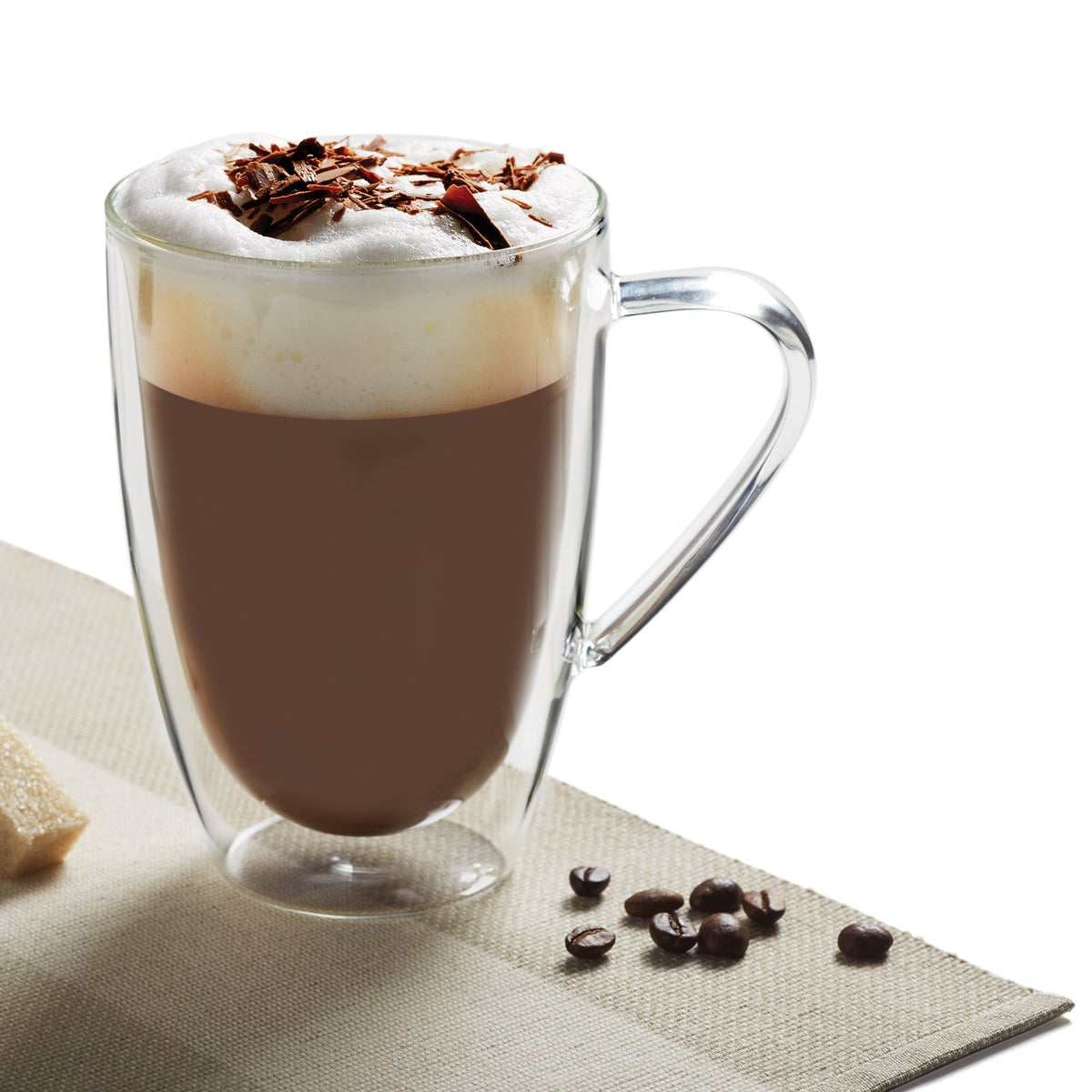Insulated Double-Wall Glass Coffee Tea Hot or Cold Beverage Mug 4 Piece Set 435ml, Barista
