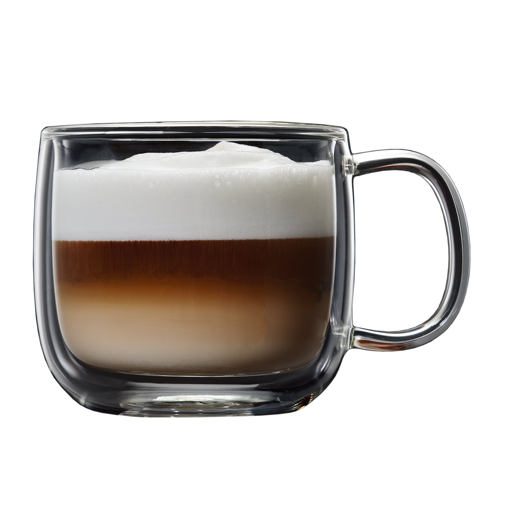 Insulated Double-Wall Glass Coffee Tea Hot or Cold Beverage Mug 4 Piece Set 475ml, Barista