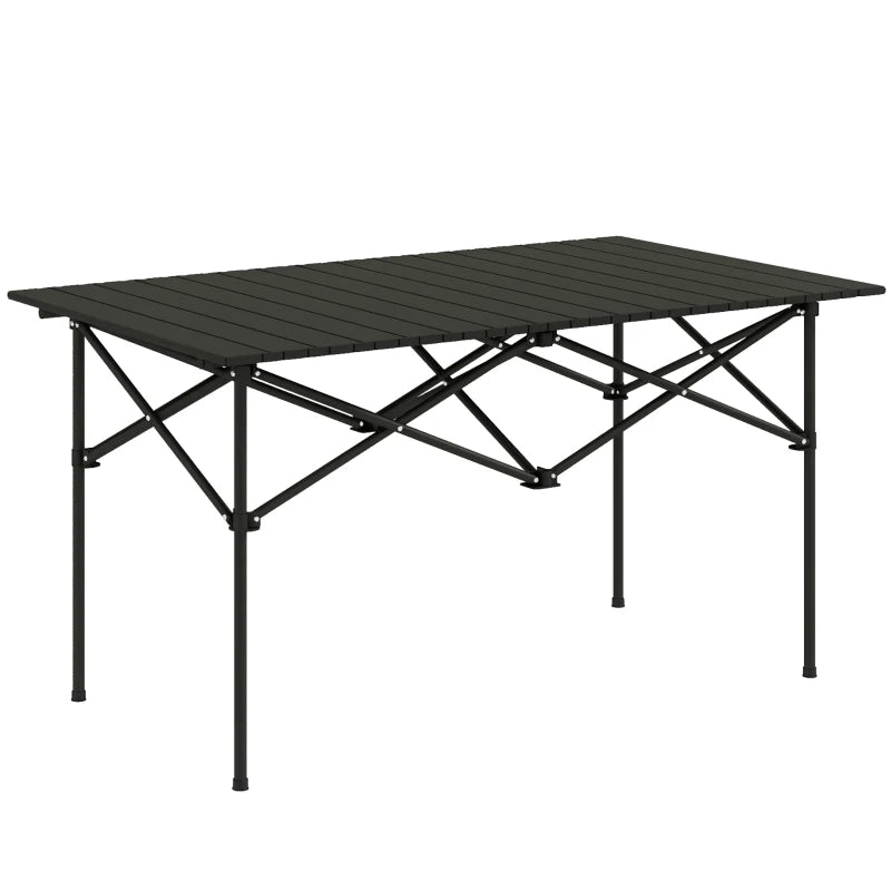 Folding Camping Table with Roll up Top and Carry Bag, Portable Picnic Table for Camping, Picnic, Hiking, Black