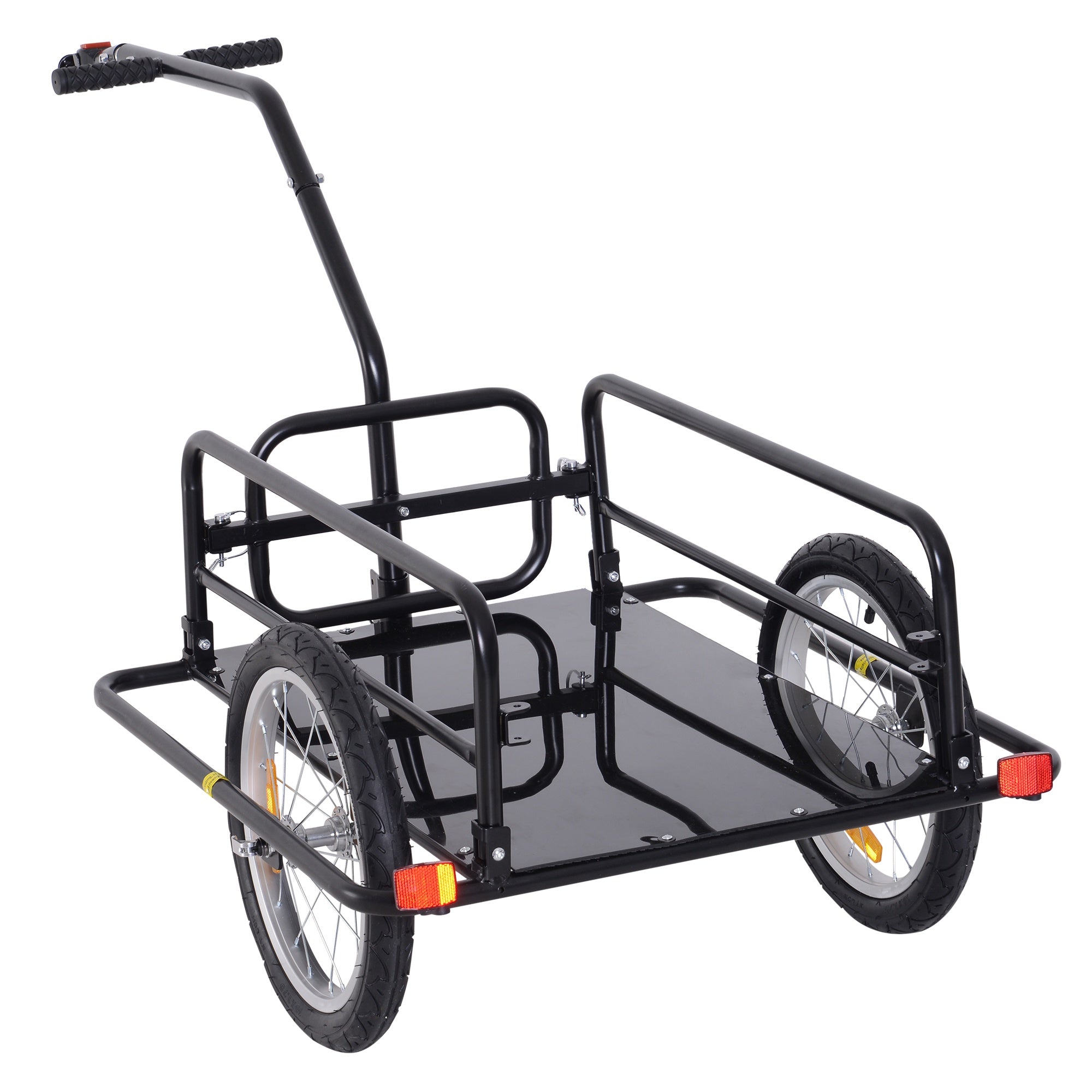 Aosom Folding Bicycle Cargo Trailer Bike Trailer for Garden Patio Tool Ude with Hitch Black