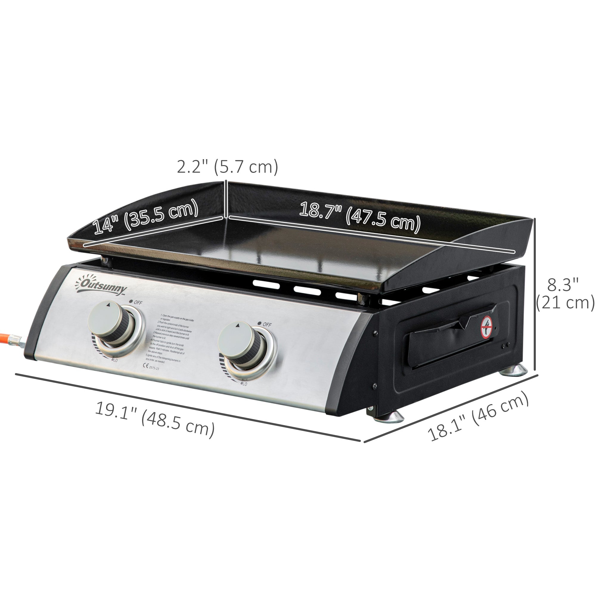 Outsunny 2 Burner Liquefied Gas Grill, Portable Tabletop BBQ Grill, for Camping, Picnic, Silver