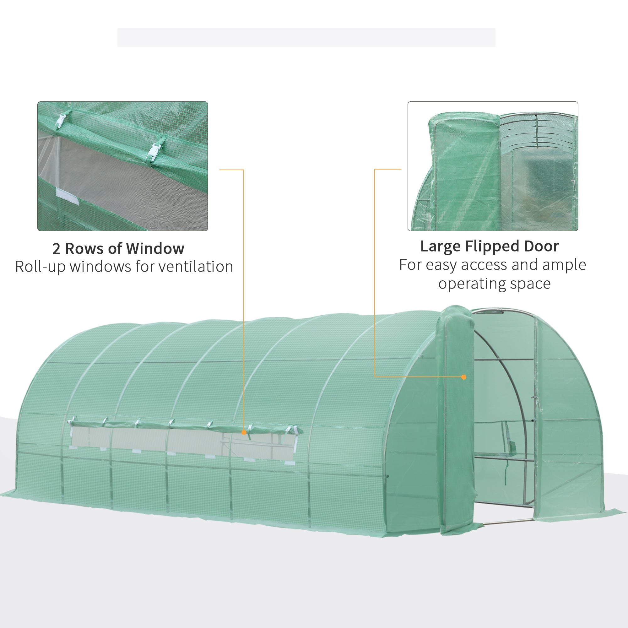 Outsunny Greenhouse Grandeur: Heavy Duty 20x10x6.6ft Outdoor Walk-in Tunnel Greenhouse w/ PE Cover, Portable Garden Plant House, Green