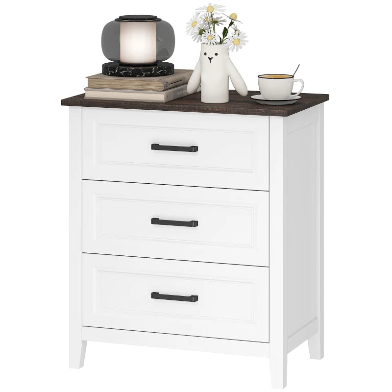 HOMCOM 3 Drawer Bedroom Dresser, Modern Storage Chest with Wood Top for Living Room, Closet & Entryway