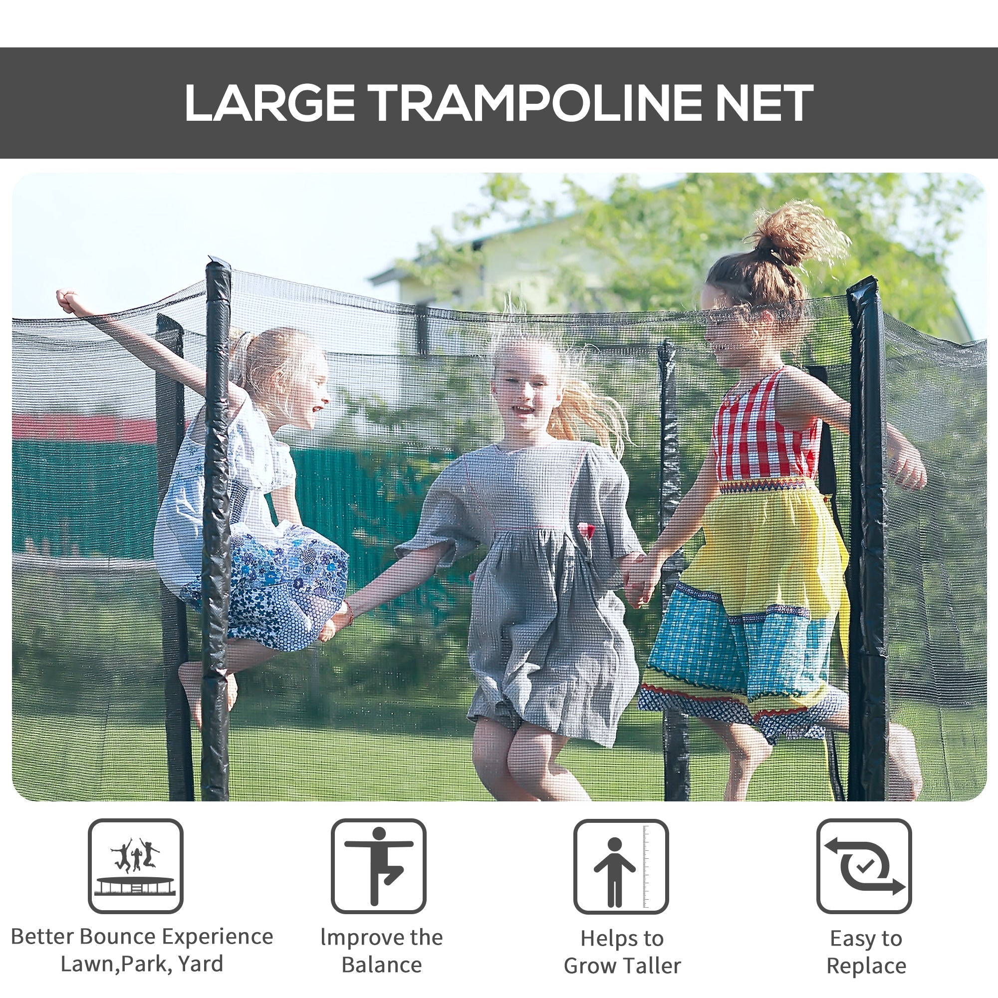 Soozier 8FT Trampoline with Enclosure Net Safety Outdoor Bounce Jump 6 Poles Black