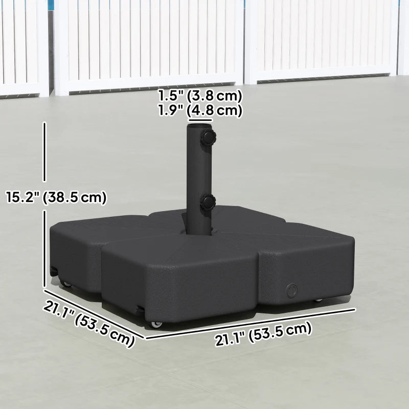 Patio Umbrella Base with Wheels & Brake Heavy Duty Outdoor Umbrella Stand Holder for for 1.5"/1.9" Poles Black