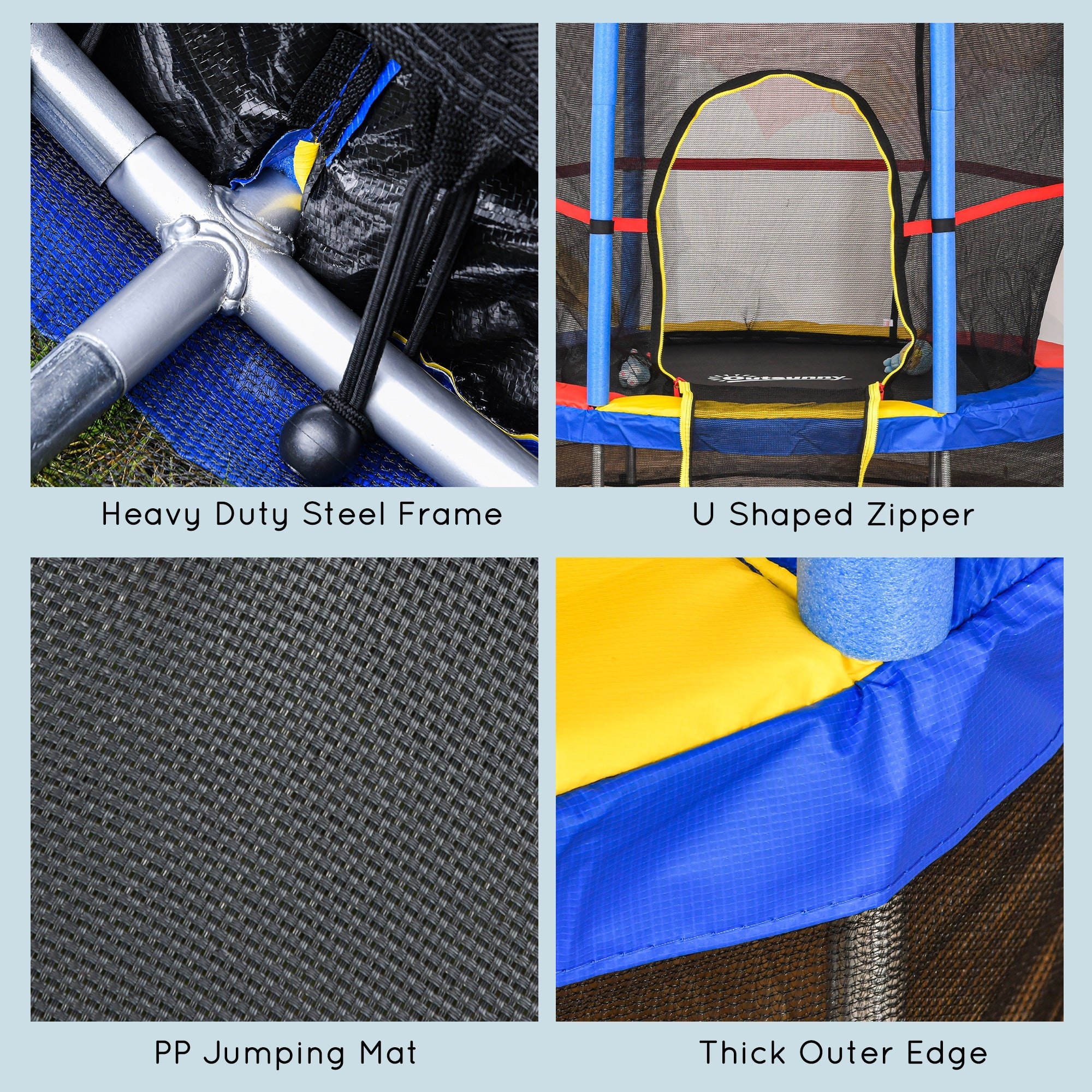 Outsunny Kids Trampoline: Φ55" Round, Safety Net, Indoor Bouncer, 3-6 Years, Steel Frame, Multi-Coloured