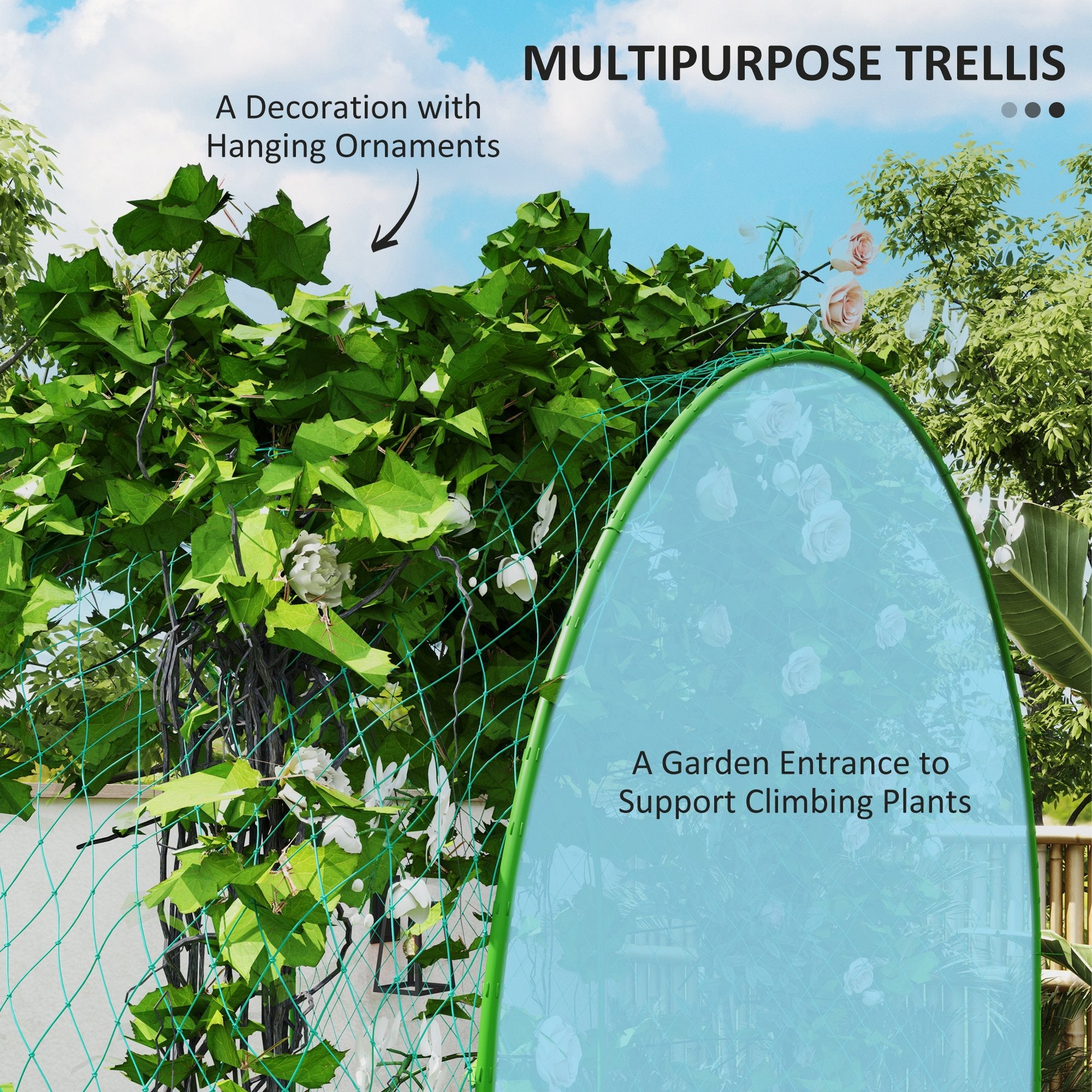 Outsunny Metal Raised Garden Bed with Trellis for Climbing Plants, Galvanized Garden Bed Kit Outdoor Garden Box with Trellis