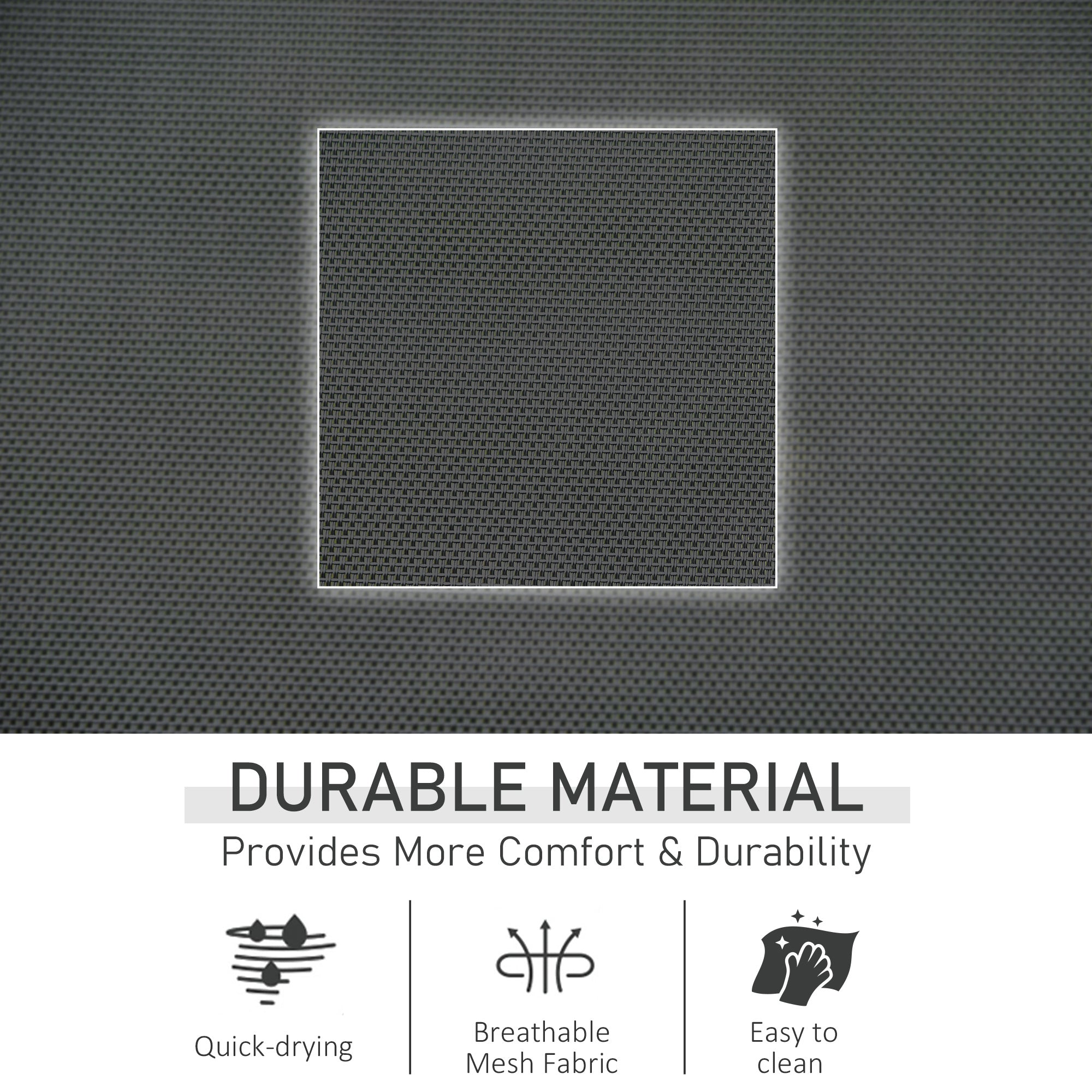 Outsunny Outdoor Rocking Recliner Sling Sun Lounger with Removable Headrest and Side Pocket for Garden Patio Deck Black