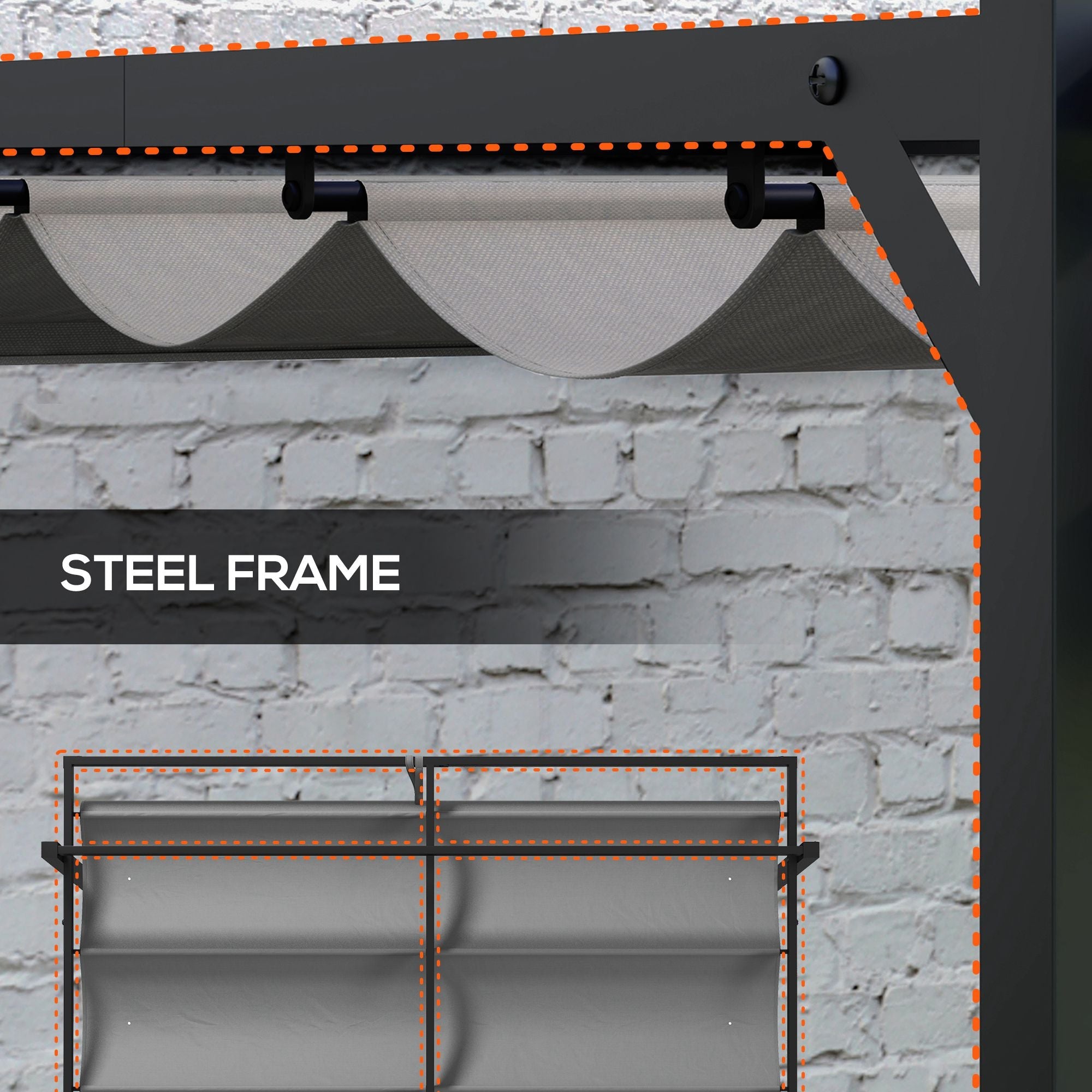 Outsunny Garden Gazebo 10'x10' Retractable Pergola Shade for Patio Deck Grill Dark Grey