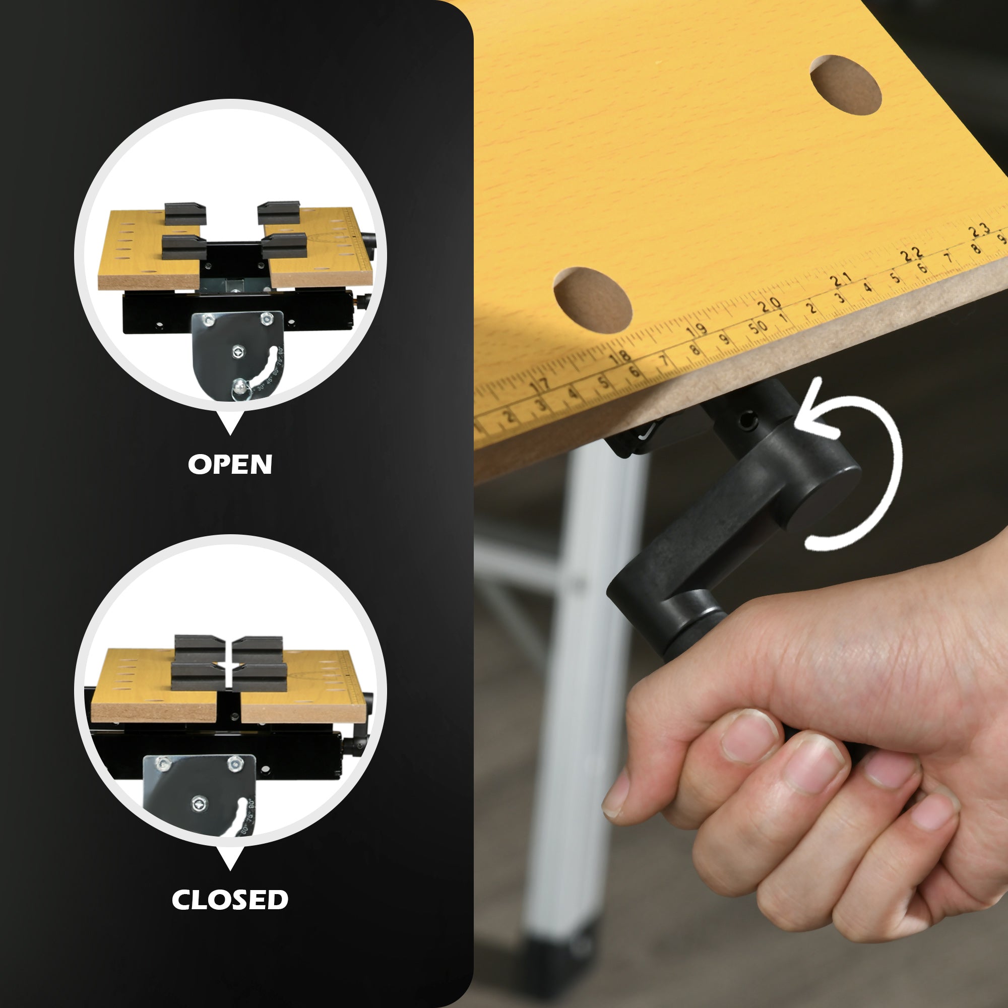 HOMCOM Work Bench Tool Stand with Adjustable Height and Angle, Carpenter Saw Table with 4 Clamps, Steel Frame, 220lbs Capacity